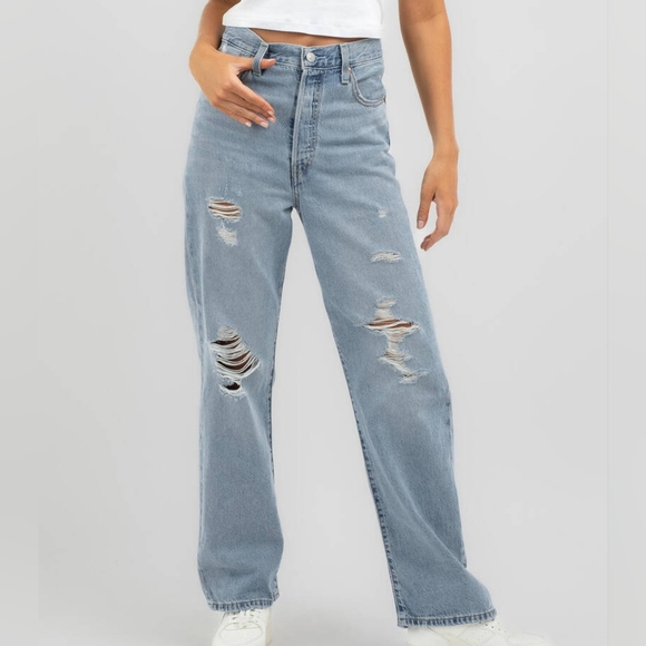 Levi's Ribcage Straight Jeans Hang Up Sz 27 - Picture 15 of 16